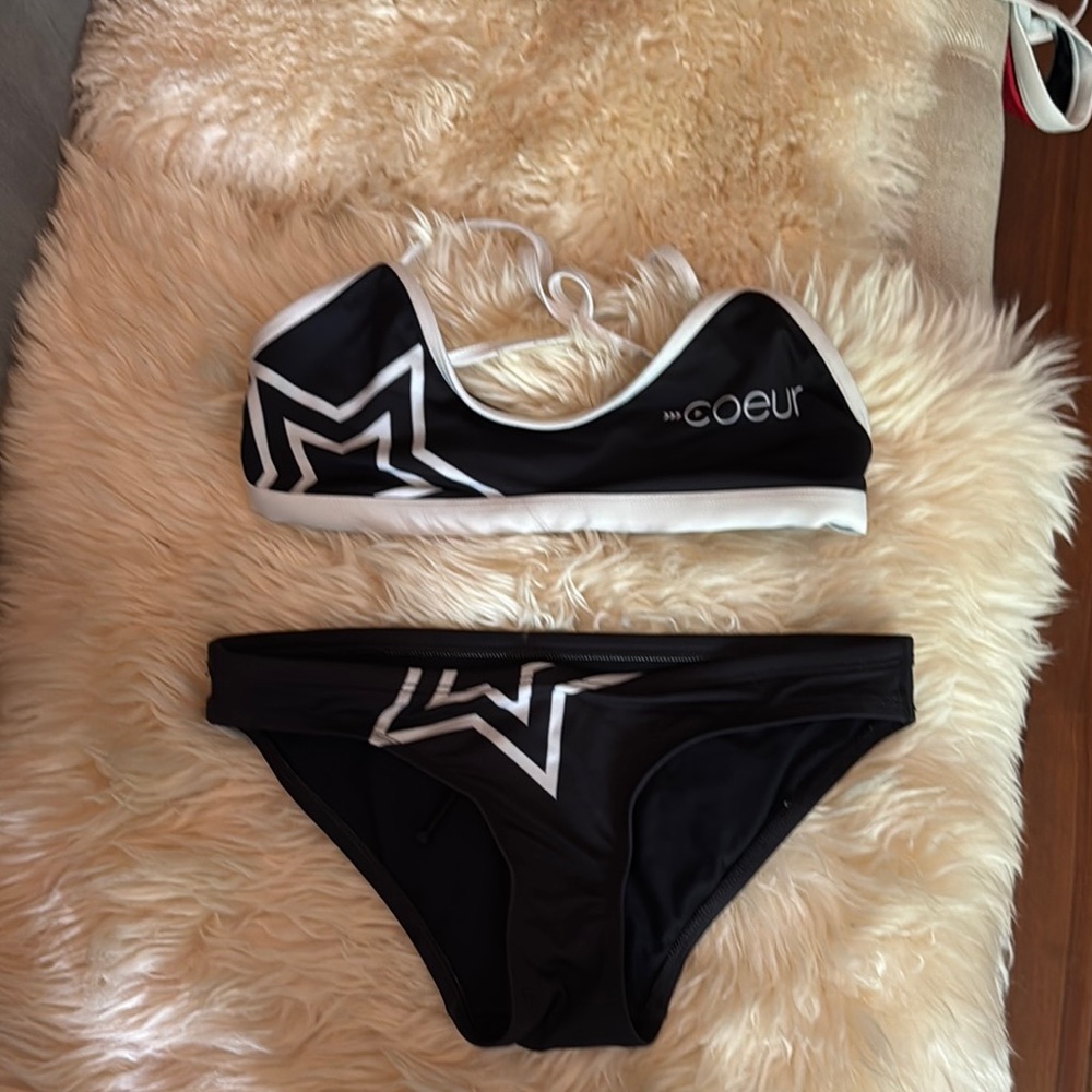 Coeur Triathlon Brand XS training swimsuit Black Geometric Bikini Swim Set